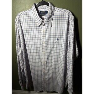 Polo Ralph Lauren Classic Fit Performance Shirt Mens XL Blue Pink Check Plaid